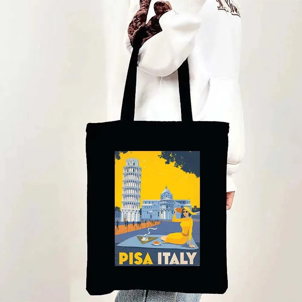 Paris Cityscape Women Shoulder Bag Tokyo Sydney Architectural Logo Eco Tote Large Capacity Portable Canvas Casual Shopping Bags