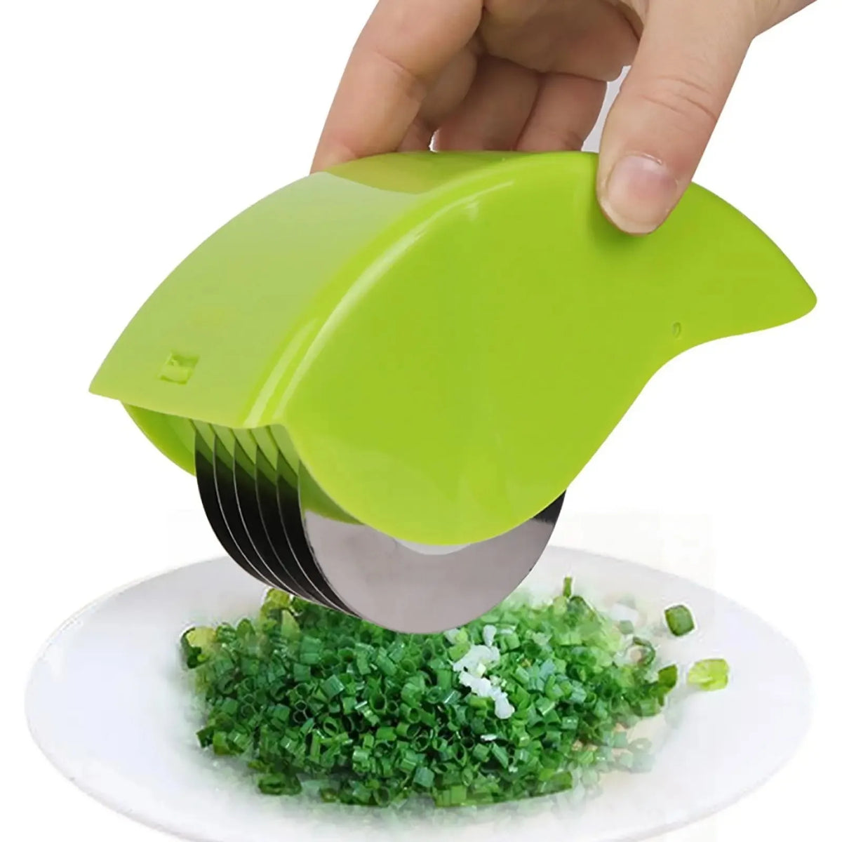Vegetable Chopper Roller Manual Scallion Cutter with 6 Stainless Steel Blade Detachable Herb Roller Mincer Parsley Chopper Tools
