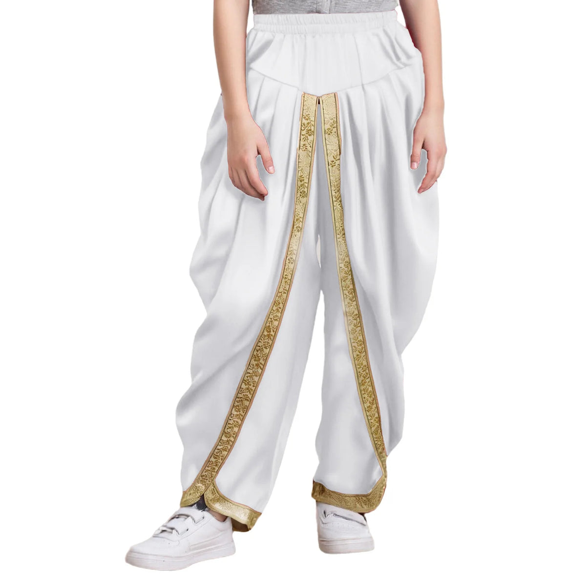 Girls Boys Satin Dhoti Pants Indian Dance Pants Elastic Waist Draped Baggy Trousers for Halloween Party Fancy Dress Ball Clothes