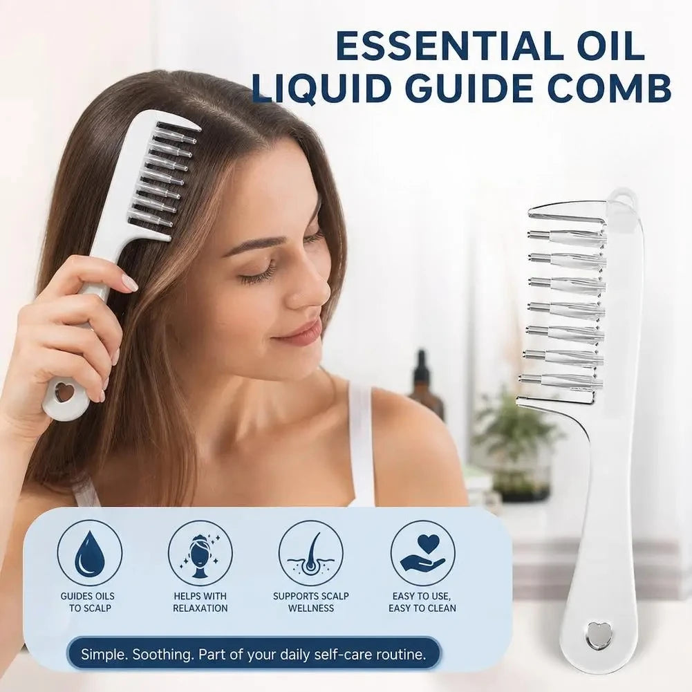 Hair Essential Oil Applicator Comb Roller Ball Liquid Guide Comb Scalp Massage Hair Root Oil Apply Dispensing Comb Hair Care ﻿
