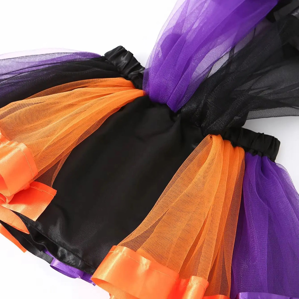 Toddler Girls Halloween Outfit Little Boo Bat Print Short Sleeve T-shirt Color Block Tutu Skirt Set Kids Cosplay Party Costume
