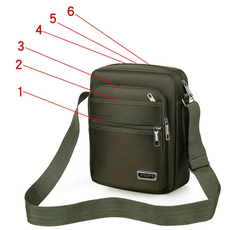 Multi-zipper Lightweight Nylon Casual Messenger Shoulder Bag For Men Zipper Pocket Handbag Fashion Tote Travel Crossbody Bag