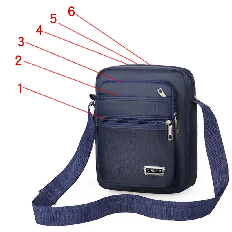 Multi-zipper Lightweight Nylon Casual Messenger Shoulder Bag For Men Zipper Pocket Handbag Fashion Tote Travel Crossbody Bag