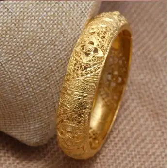 24k Dubai Gold Color Bangles for Women Dubai Bride Wedding Ethiopian Bracelet Africa Bangle Arab Jewelry Charm Bracelet  Jewelry