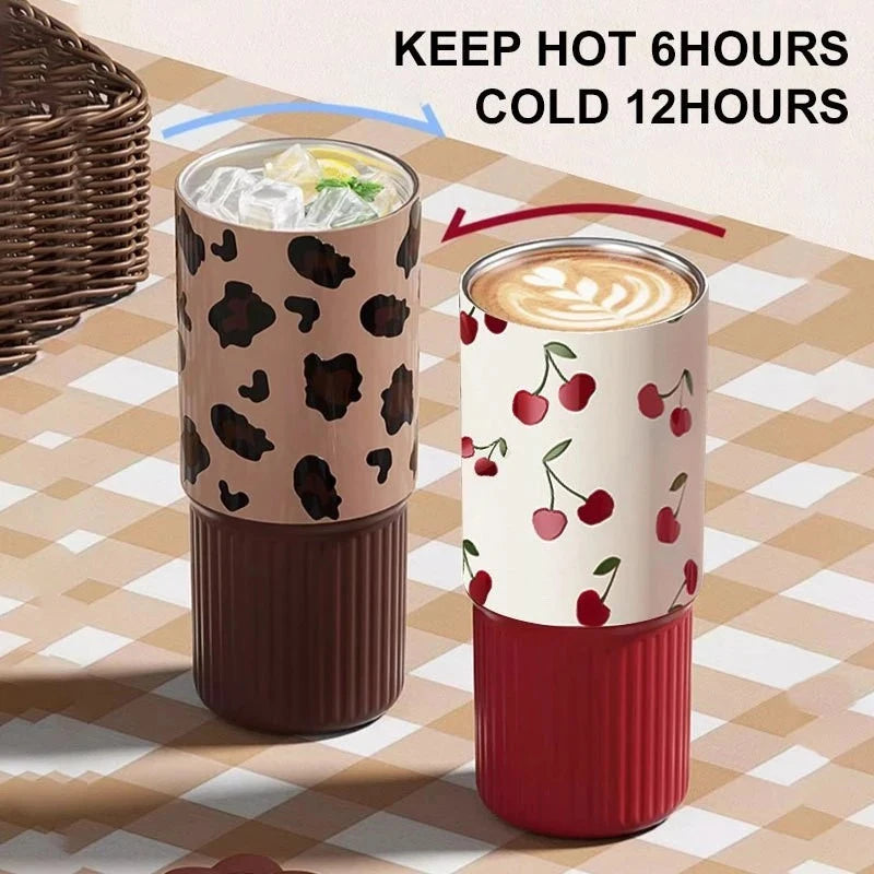 Cute Tumbler 750ML Water Bottle 316 Stainless Steel Vacuum Thermos Bottle Insulated Portable Thermos Cup Gift Outdoor Tableware