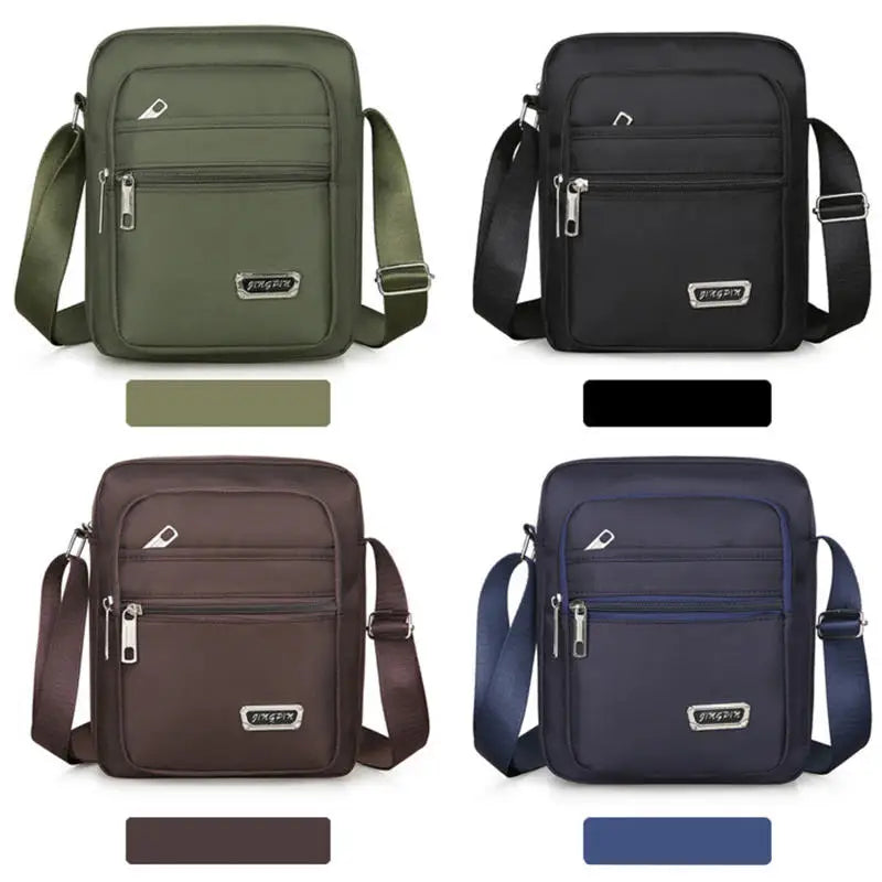 Multi-zipper Lightweight Nylon Casual Messenger Shoulder Bag For Men Zipper Pocket Handbag Fashion Tote Travel Crossbody Bag