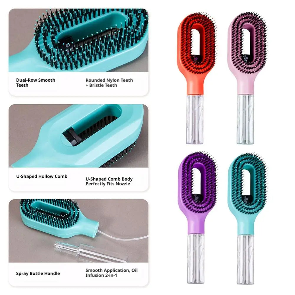 Essential Oil Hair Spray Comb Hydrating Detangling Styling Brush Travel Friendly Lightweight Hair Care Tool for Smooth Shiny Hai