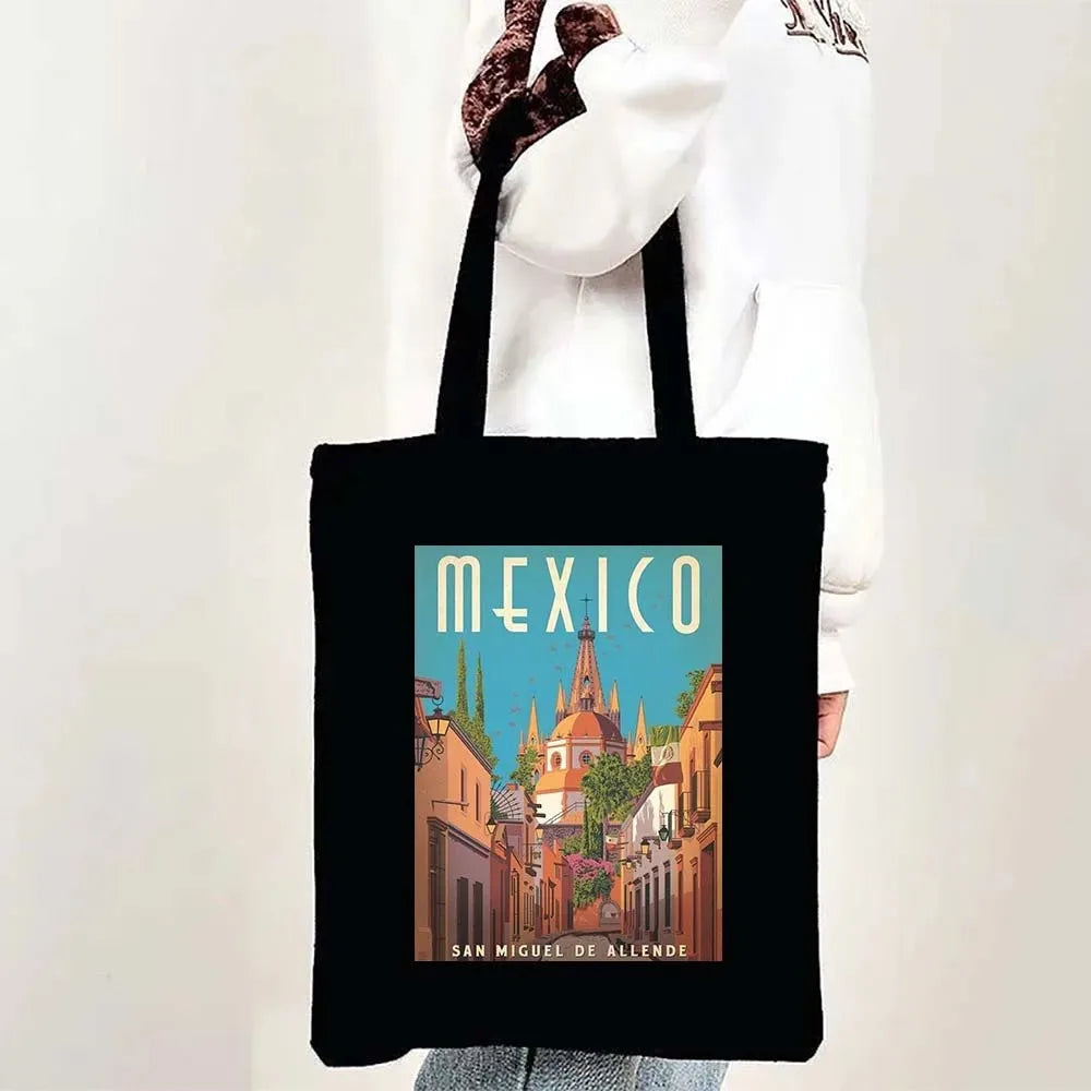 Paris Cityscape Women Shoulder Bag Tokyo Sydney Architectural Logo Eco Tote Large Capacity Portable Canvas Casual Shopping Bags