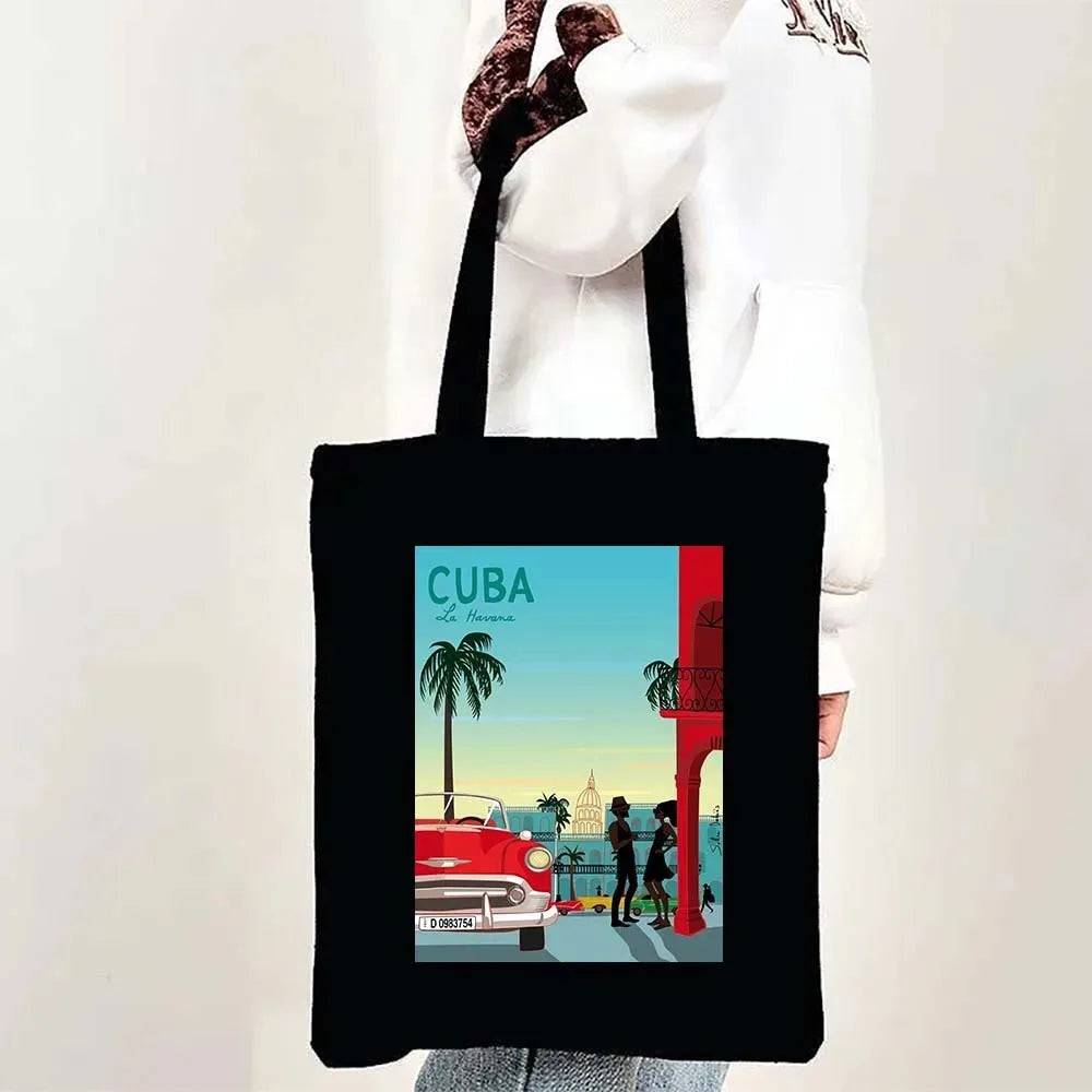 Paris Cityscape Women Shoulder Bag Tokyo Sydney Architectural Logo Eco Tote Large Capacity Portable Canvas Casual Shopping Bags