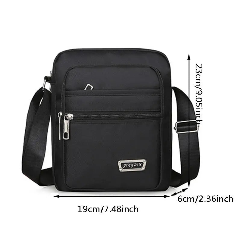 Multi-zipper Lightweight Nylon Casual Messenger Shoulder Bag For Men Zipper Pocket Handbag Fashion Tote Travel Crossbody Bag