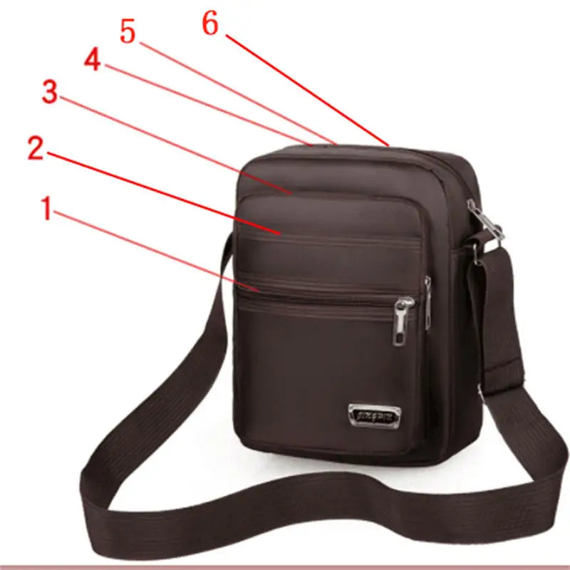 Multi-zipper Lightweight Nylon Casual Messenger Shoulder Bag For Men Zipper Pocket Handbag Fashion Tote Travel Crossbody Bag