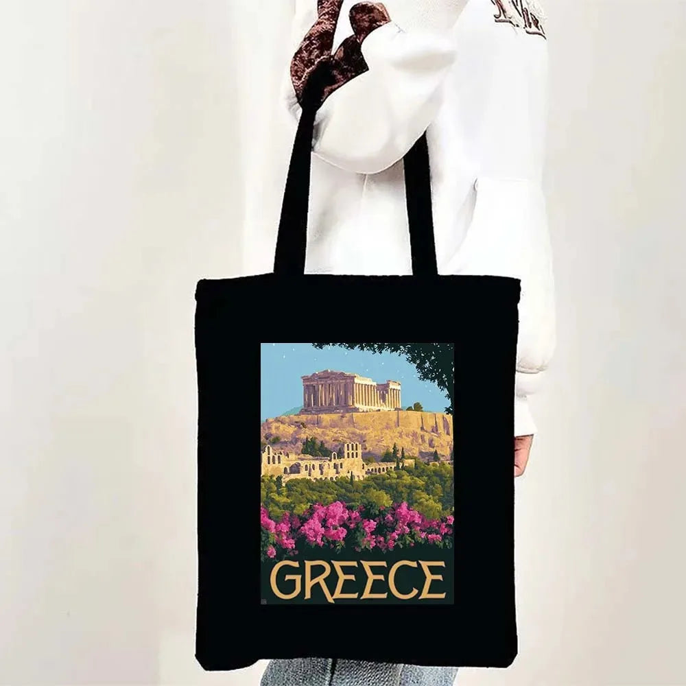 Paris Cityscape Women Shoulder Bag Tokyo Sydney Architectural Logo Eco Tote Large Capacity Portable Canvas Casual Shopping Bags
