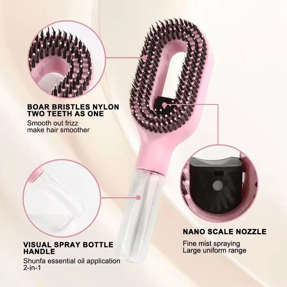 Essential Oil Hair Spray Comb Hydrating Detangling Styling Brush Travel Friendly Lightweight Hair Care Tool for Smooth Shiny Hai